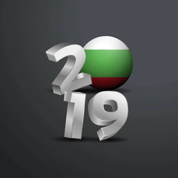 2019 Grijs Typografie Met Bulgarije Vlag Happy New Year Belettering — Stockvector