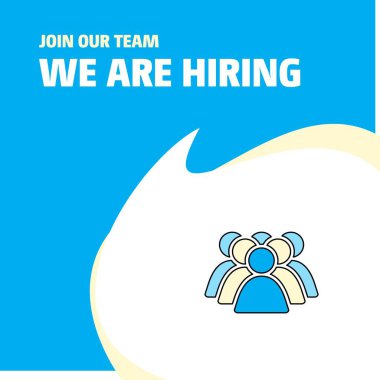 Bize katıl. Busienss şirket polis avatar biz çoğu işe Poster belirtme çizgisi tasarım. Vektör arka plan