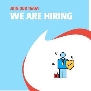 Bize katıl. Poster belirtme çizgisi tasarım eleman arıyor musunuz Busienss şirket çalışanı. Vektör arka plan