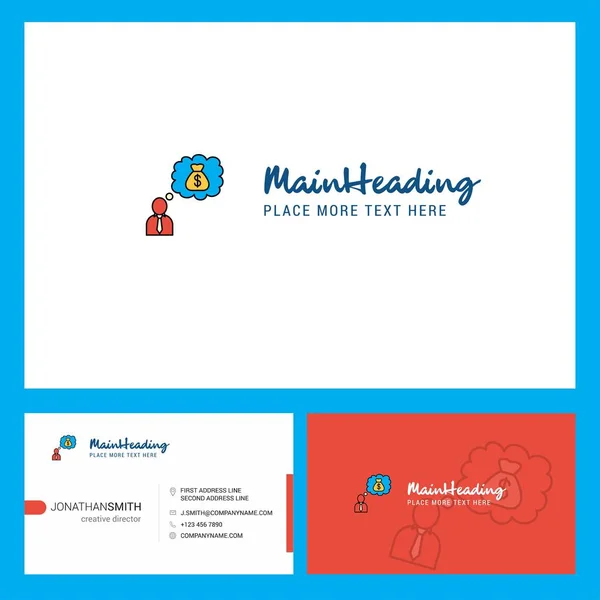 Pensando Dinero Logo Design Tagline Front Back Busienss Card Template — Archivo Imágenes Vectoriales