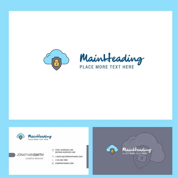 Design Logotipo Protegido Por Nuvem Com Tagline Front Back Busienss —  Vetores de Stock