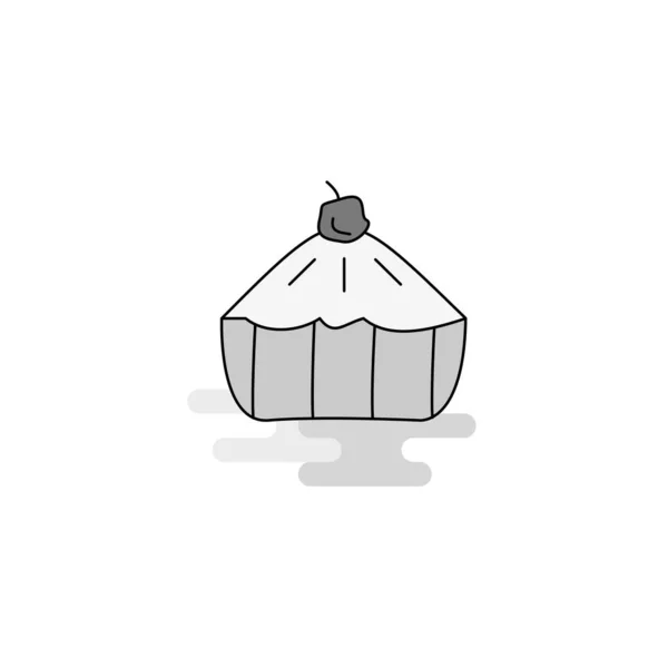 Cake Web Icon Flat Line Filled Gray Icon Vector — Stock Vector