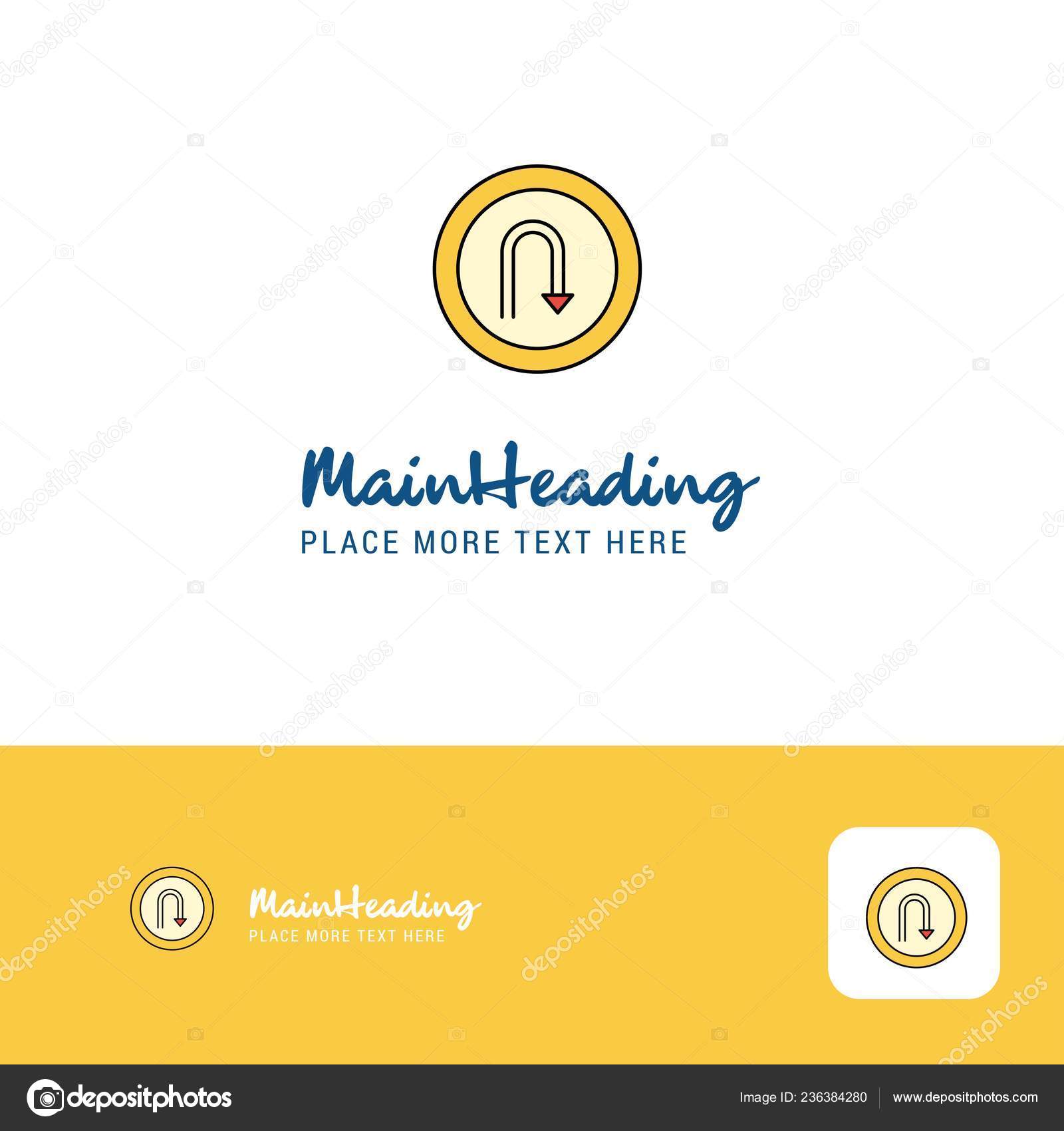 Creative Turn Road Sign Logo Design Flat Color Logo Place Stock