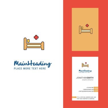 Hastane yatağında yaratıcı Logo ve kartvizit. dikey tasarlamak vektör