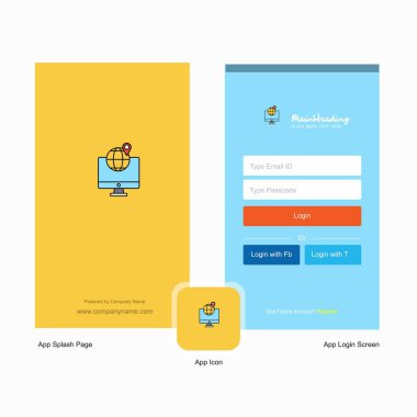 Bulunur konuma anlık ekran ve oturum açma sayfası tasarımı Logo şablonu ile şirket. Mobil Online iş şablonu