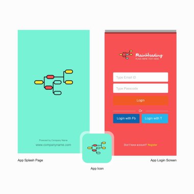 Şirket ağ ekranı ve oturum açma sayfası Tasarım Logo şablonu ile. Mobil Online iş şablonu