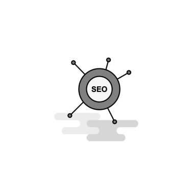 SEO Web simgesi. Düz çizgi dolgulu gri simge vektör