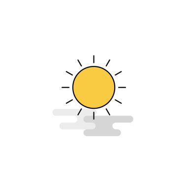 Düz güneş simgesi. Vektör