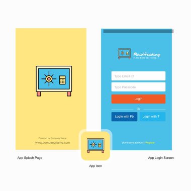 Şirket soyunma ekranı ve oturum açma sayfası Tasarım Logo şablonu ile. Mobil Online iş şablonu