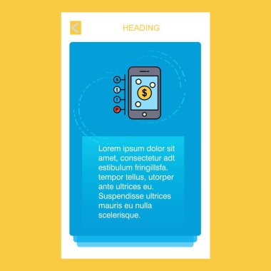 Smartphone telefon dikey afiş tasarım tasarım üzerinden para. Vektör