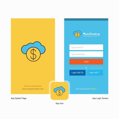 Şirket Online bankacılık ekranı ve giriş sayfası tasarımı Logo şablonu ile. Mobil Online iş şablonu