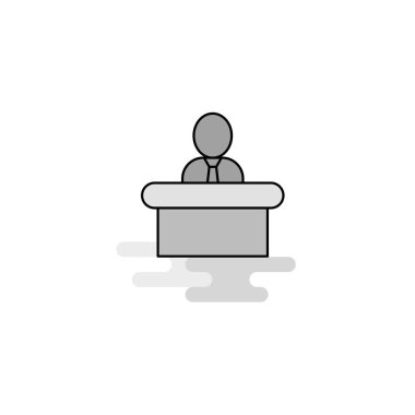 Resepsiyon Web simgesi. Düz çizgi dolgulu gri simge vektör