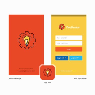 Şirket güç ayarı ekranı ve giriş sayfası tasarımı Logo şablonu ile. Mobil Online iş şablonu