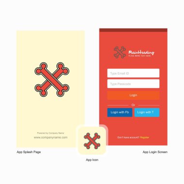 Şirket kemik ekranı ve oturum açma sayfası Tasarım Logo şablonu ile. Mobil Online iş şablonu