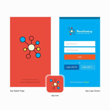 Şirket ağ ekranı ve oturum açma sayfası Tasarım Logo şablonu ile. Mobil Online iş şablonu