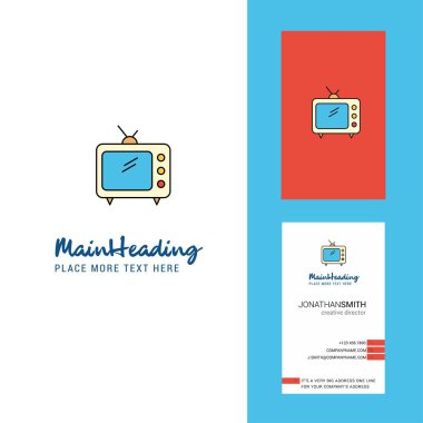 Televizyon yaratıcı Logo ve kartvizit. dikey tasarlamak vektör