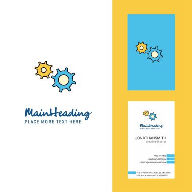 Dişli yaratıcı Logo ve kartvizit. dikey tasarlamak vektör