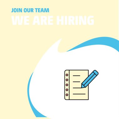 Bize katıl. Busienss Şirket Notları biz çoğu işe Poster belirtme çizgisi tasarım üzerinde yazılı. Vektör arka plan