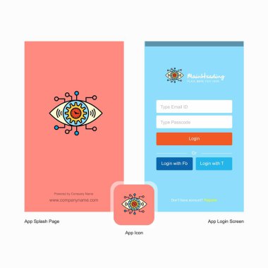 Dişli göz ekranı ve oturum açma sayfası tasarımı Logo şablonu ile şirket. Mobil Online iş şablonu