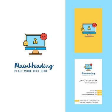 Avatar Logo yaratıcı monitörde ve kartvizit. dikey tasarlamak vektör