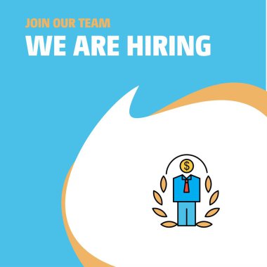 Bize katıl. Poster belirtme çizgisi tasarım eleman arıyor musunuz Busienss şirket çalışanı. Vektör arka plan