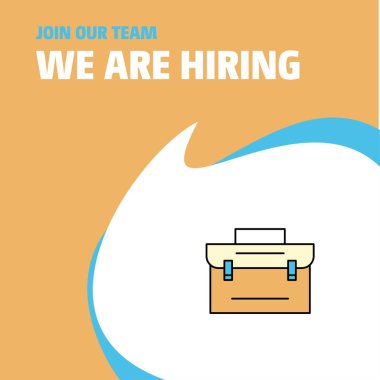 Bize katıl. Busienss şirket evrak çantası'nı Poster belirtme çizgisi tasarım işe vardır. Vektör arka plan