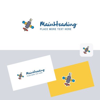 Kartvizit şablonu ile uydu vektör logo. Zarif kurumsal kimlik. -Vektör