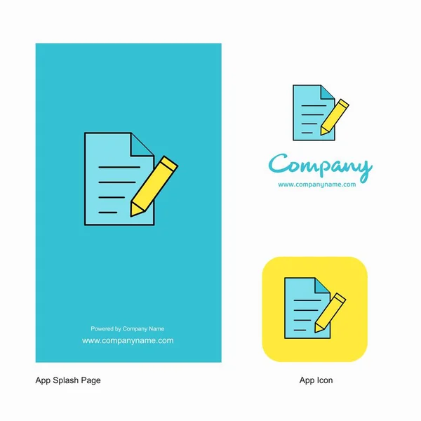 Write Document Company Logo App Icon Splash Page Design Creative — Stock Vector