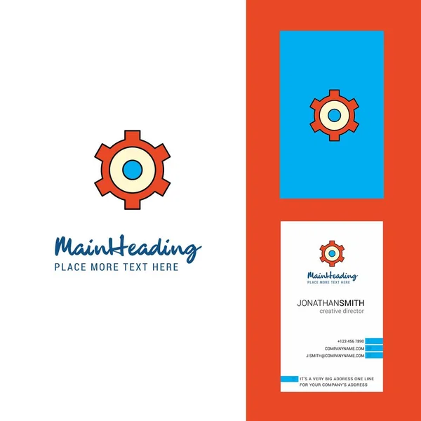 Setting Gear Creative Logo Business Card Vertical Design Vector — Stock Vector