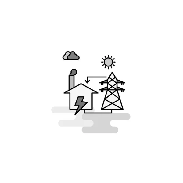 Electric Power Web Icon Flat Line Filled Gray Icon Vector — Stock Vector