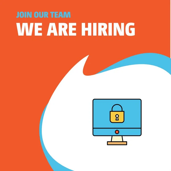 Join Our Team Busienss Company Locked Computer Hiring Poster Callout — Stockvector