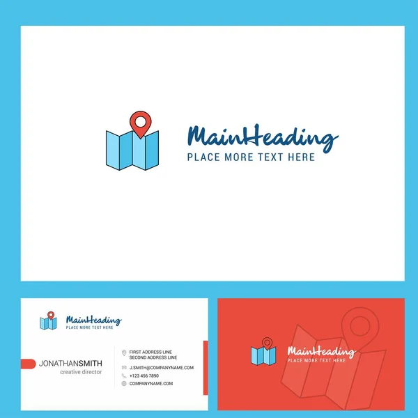 Mapa Design Logo Com Tagline Front Back Busienss Card Template —  Vetores de Stock