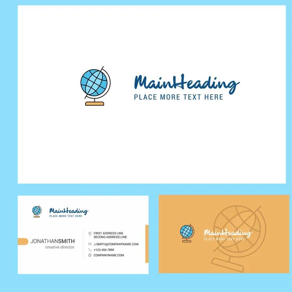 Globe Logo design with Tagline & Front and Back Busienss Card Template. Vector Creative Design