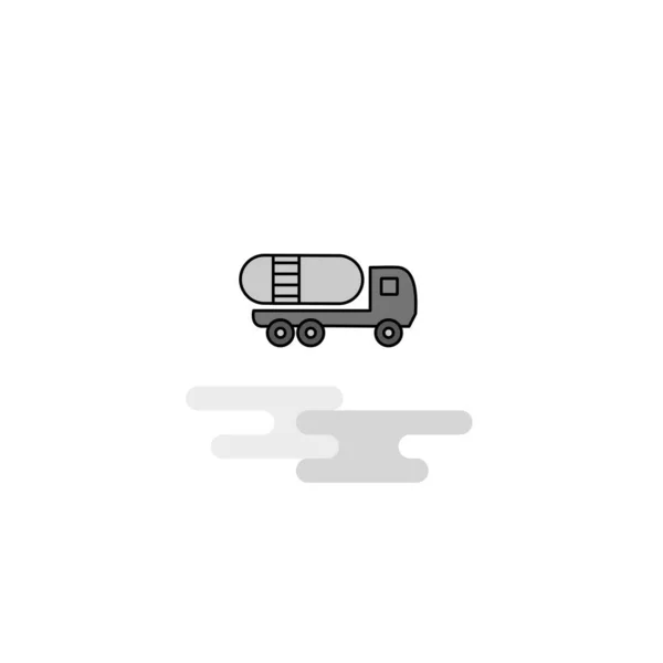 Tanker Truck Web Icon Flat Line Filled Gray Icon Vector — Stock Vector