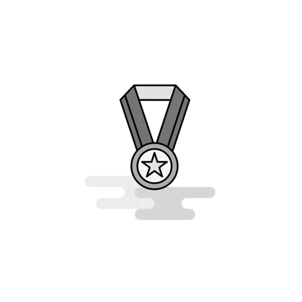 Medal Web Icon Flat Line Filled Gray Icon Vector — Stock Vector