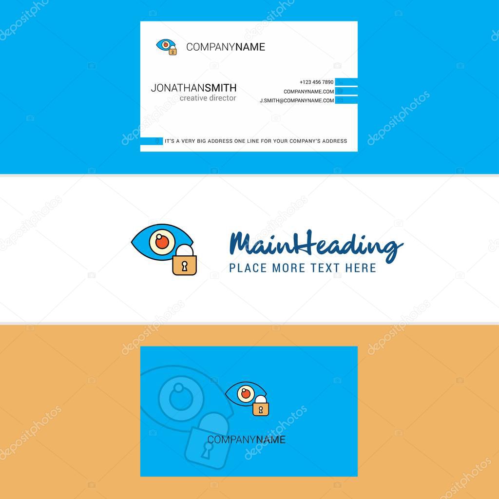 Beautiful Eye locked Logo and business card. vertical Design Vector