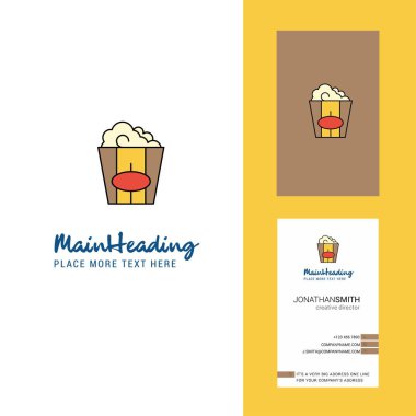 Pop corn yaratıcı Logo ve kartvizit. dikey tasarlamak vektör
