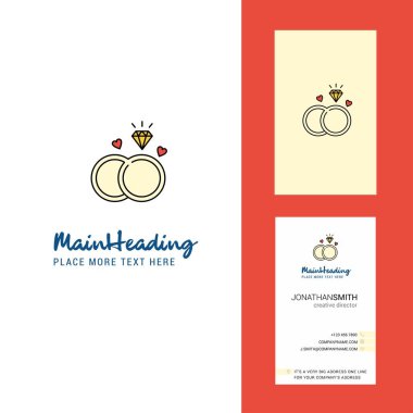 Elmas yüzük yaratıcı Logo ve kartvizit. dikey tasarlamak vektör