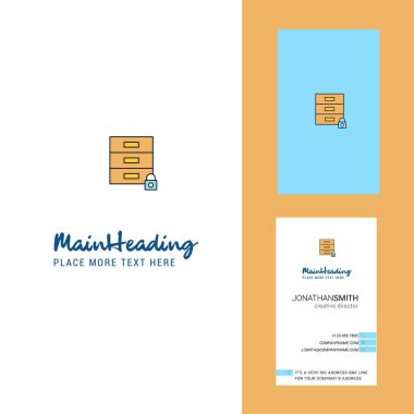 Kilitli dolap yaratıcı Logo ve kartvizit. dikey tasarlamak vektör