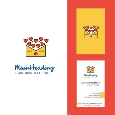 Aşk mektubu yaratıcı Logo ve kartvizit. dikey tasarlamak vektör