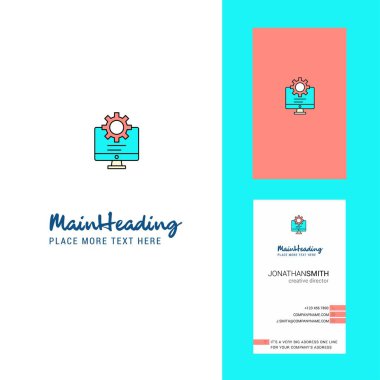 Bilgisayar yaratıcı Logo ve kartvizit ayarlama. dikey tasarlamak vektör