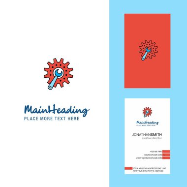 Dişli yaratıcı Logo ve kartvizit ayarlama. dikey tasarlamak vektör