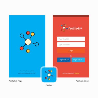 Şirket ağ ekranı ve oturum açma sayfası Tasarım Logo şablonu ile. Mobil Online iş şablonu