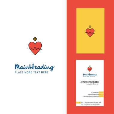 Kalp hızı yaratıcı Logo ve kartvizit. dikey tasarlamak vektör