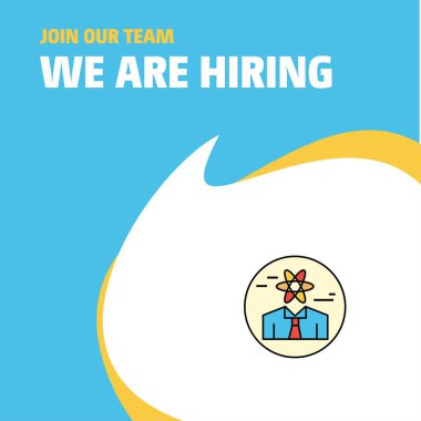 Ekibimize katılın. Busienss Şirket Confused adam Biz Poster Callout Tasarım Kiralama vardır. Vektör arka planı