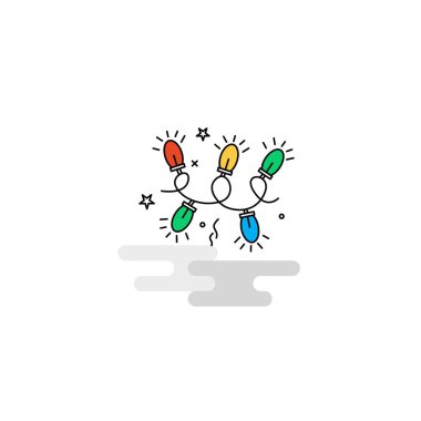 Dekorasyon ışıklar simgesi düz. Vektör