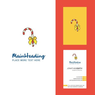 Noel candy yaratıcı Logo ve kartvizit. dikey tasarlamak vektör