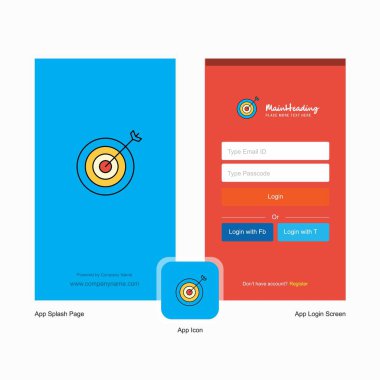 Şirket Dart ekranı ve oturum açma sayfası Tasarım Logo şablonu ile. Mobil Online iş şablonu