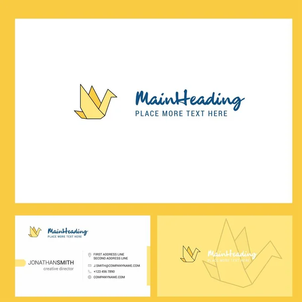 Bird Logo Design Com Tagline Front Back Busienss Card Template — Vetor de Stock