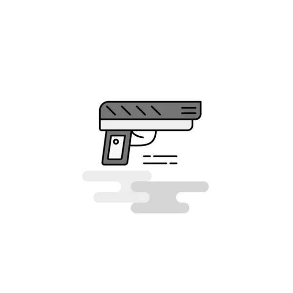 Gun Web Icon Flat Line Filled Gray Icon Vector — Stock Vector